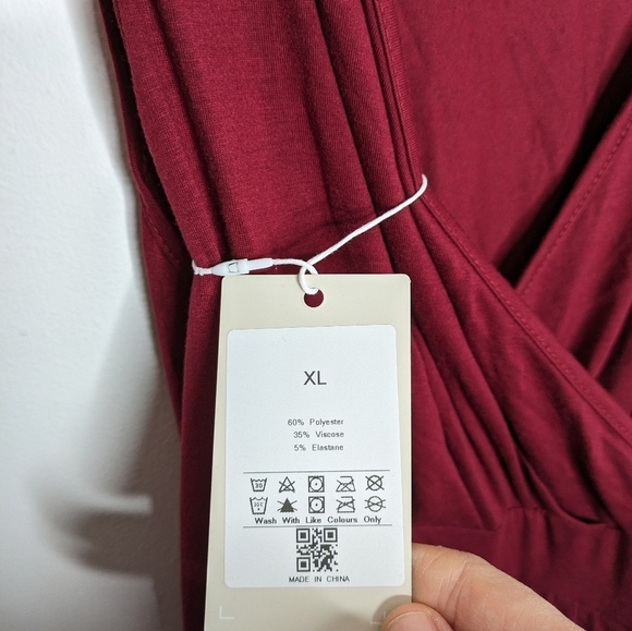 Deep V Neck Sleeveless High Low Crossover Hem Flowy Midi Casual Dress NEW XL - Picture 4 of 6